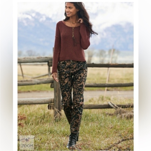 PERUVIAN CONNECTION Shadow Vine Trousers Burnt Sienna Cropped Pants Size 12 - Picture 11 of 11